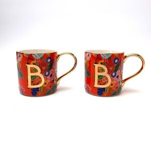 Anthropologie Rifle Paper Co. Floral and Gold Monogram B Mug